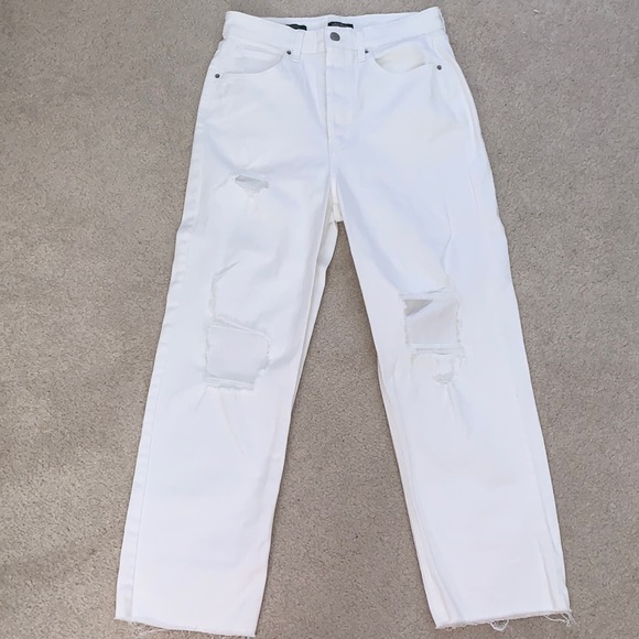 wild fable super high rise distressed cropped straight jeans